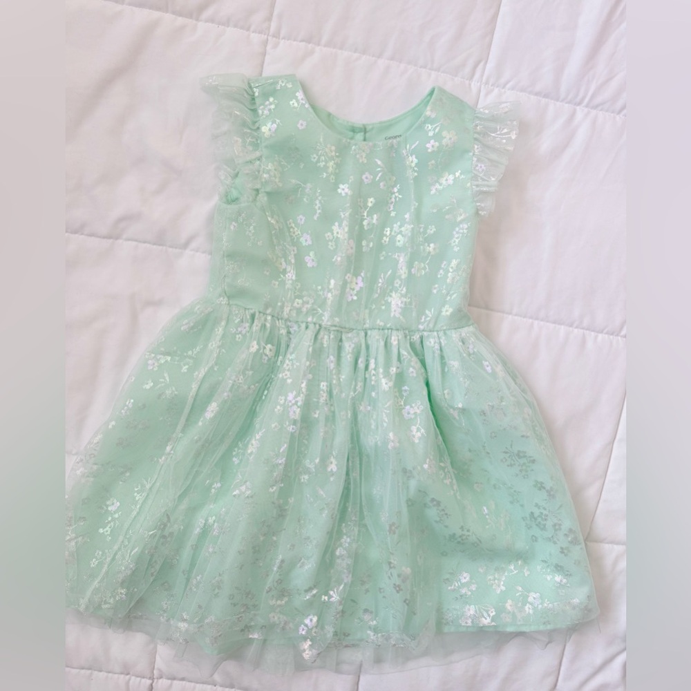 George Light Green Dress with Floral Design